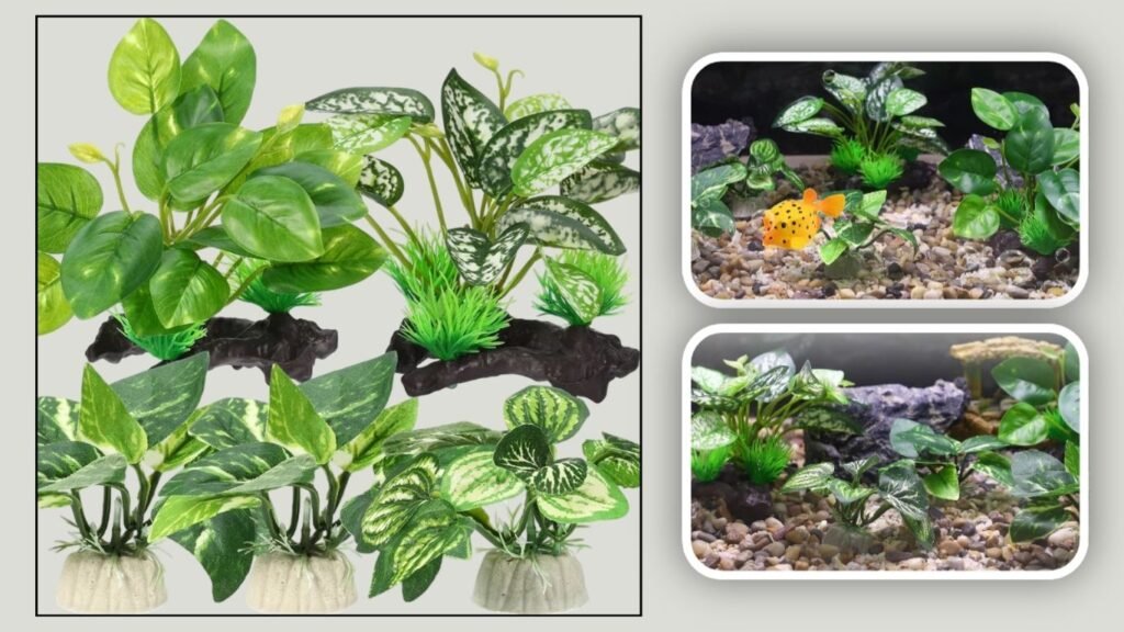 CAPASTEC Artificial Aquarium Plants with Driftwood-Style Bases