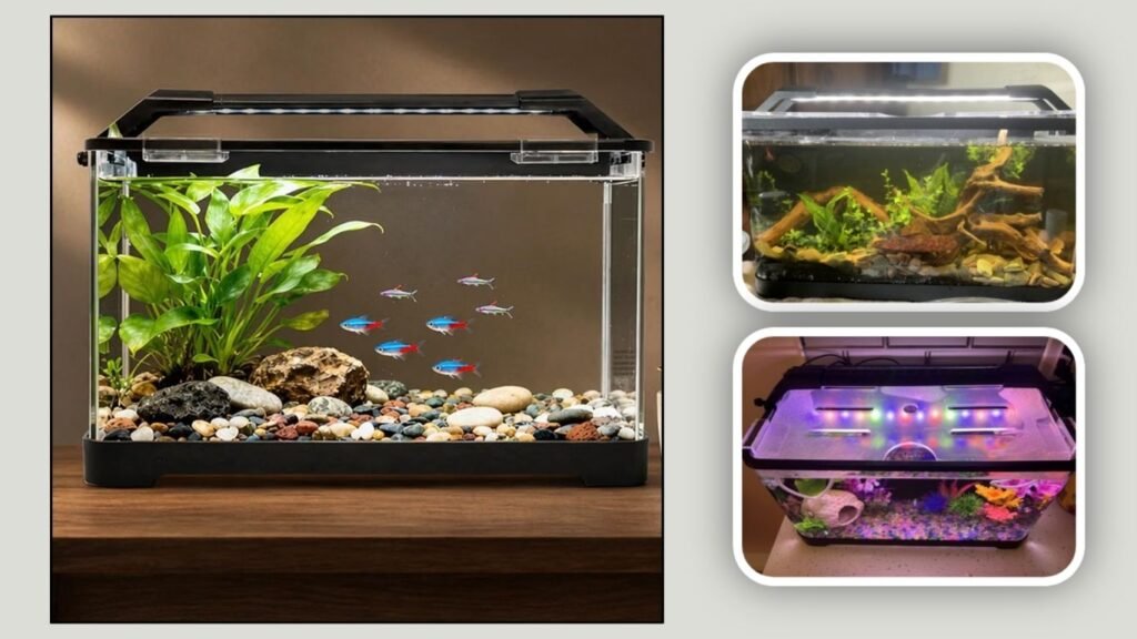 Betta Fish Aquarium Starter Kit With Adjustable Light & Thermometer