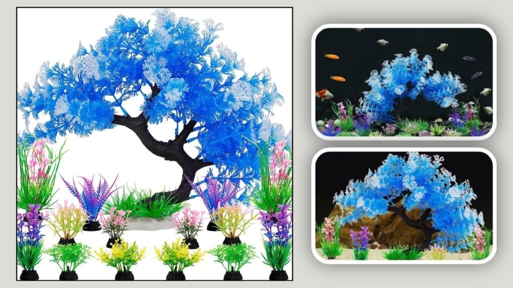 MyLifeUNIT 15-Pack Artificial Aquarium Plant Tree Set